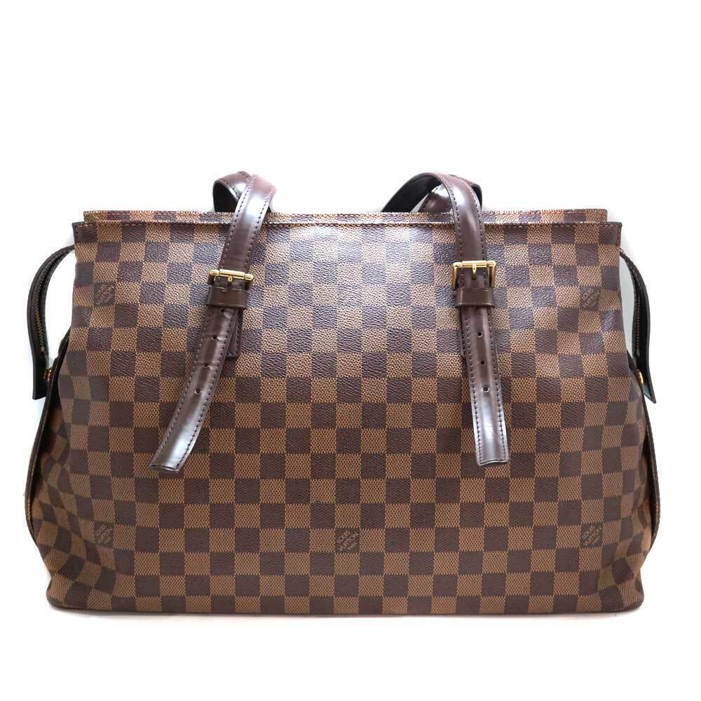 Louis Vuitton Chelsea Tote Bag Shoulder Damier Ebene Brown Leather - Picture 1 of 9